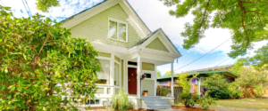 Small home in a neighborhood setting.